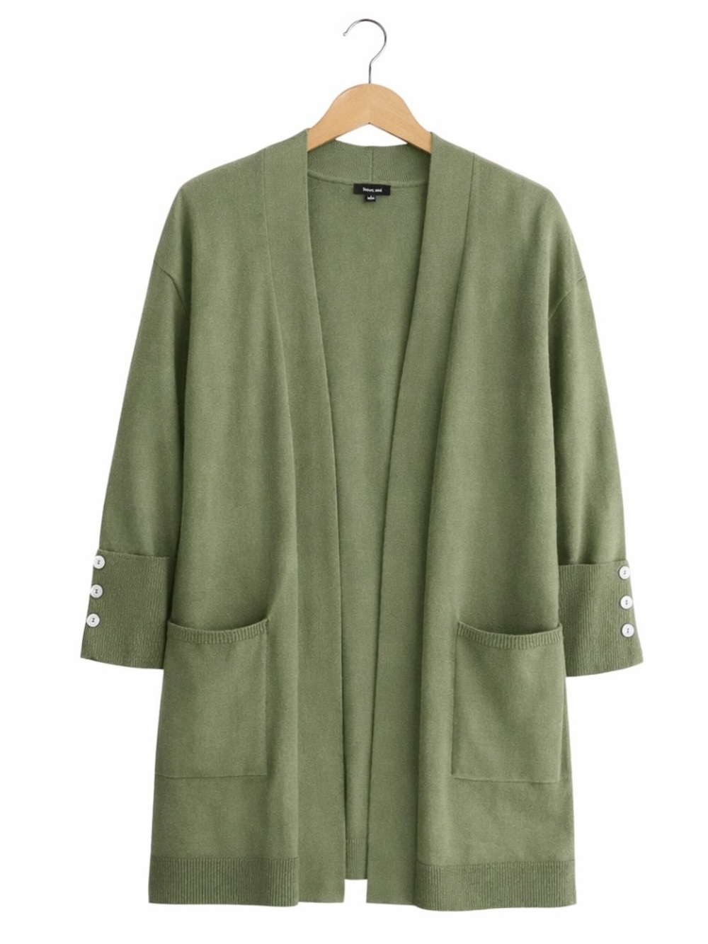 Verve Ami Open Front Army Green Sweater